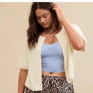 Aerie Unreal short sleeve cardigan cream